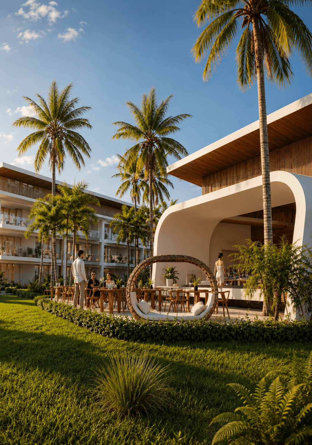 Skyline of high-end Caribbean condominiums
