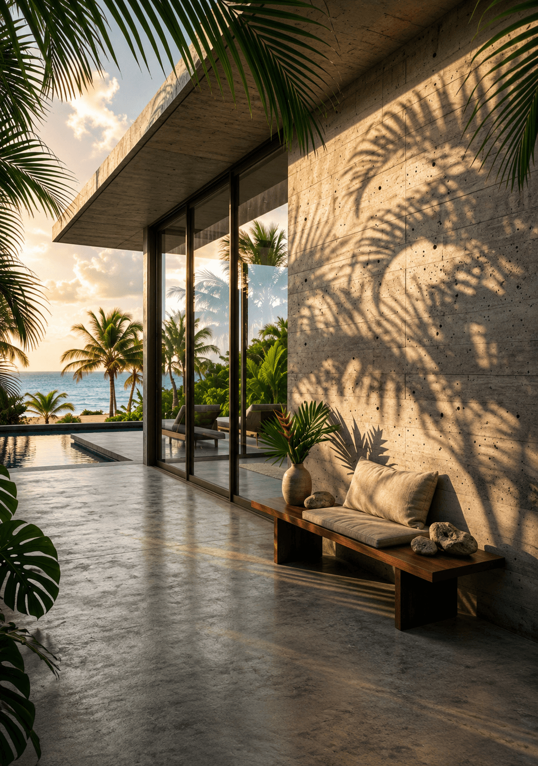 Modern luxury beachfront architecture detail